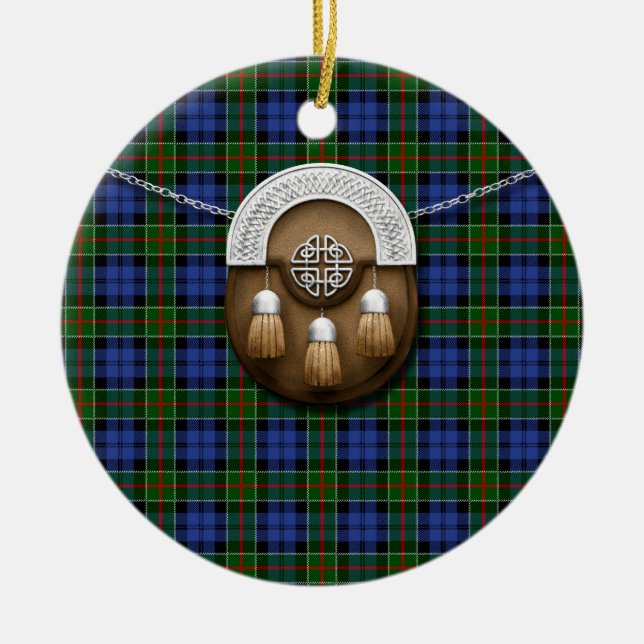 KlanColquhoun Tartan och Sporran Julgransprydnad Keramik (Framsidan)