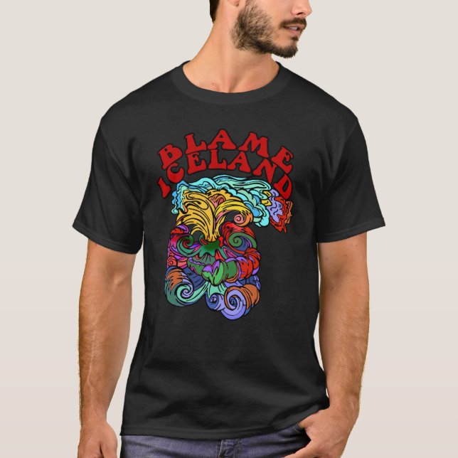 Klanderisland med den Psychedelic vulkan Tee (Framsida)