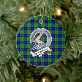 Klanen Armstrongs vapensköld Tartan rutmönster Julgransprydnad Keramik