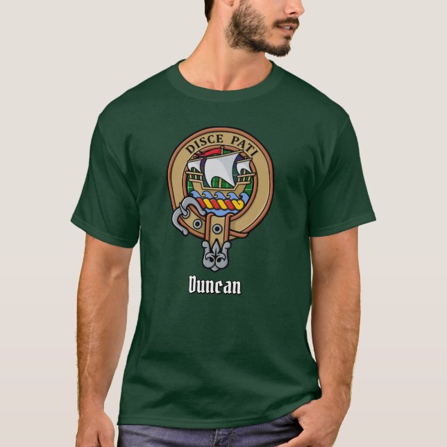 Klanen Duncan vapensköld över tartan T Shirt (Framsida)