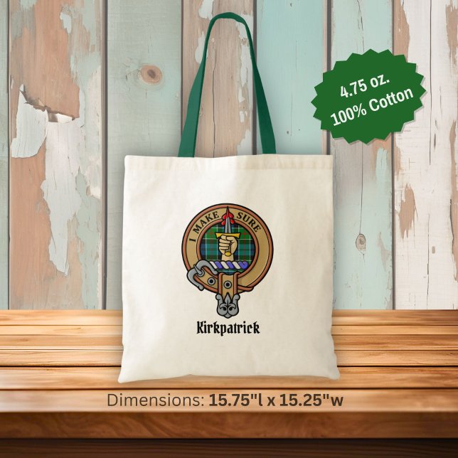 Klanen Kirkpatricks vapen över tartan Tygkasse (Skapare uppladdad)