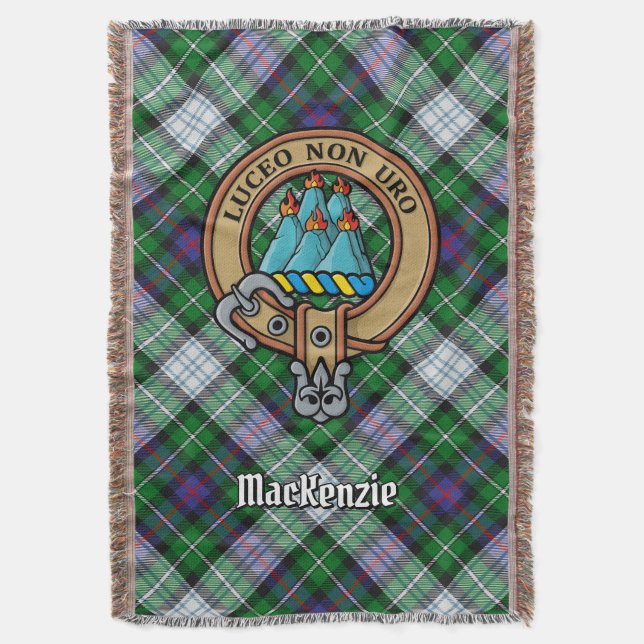 Klanen MacKenzie-vapen över klänningstartan Filt (Framsidan Vertikal)