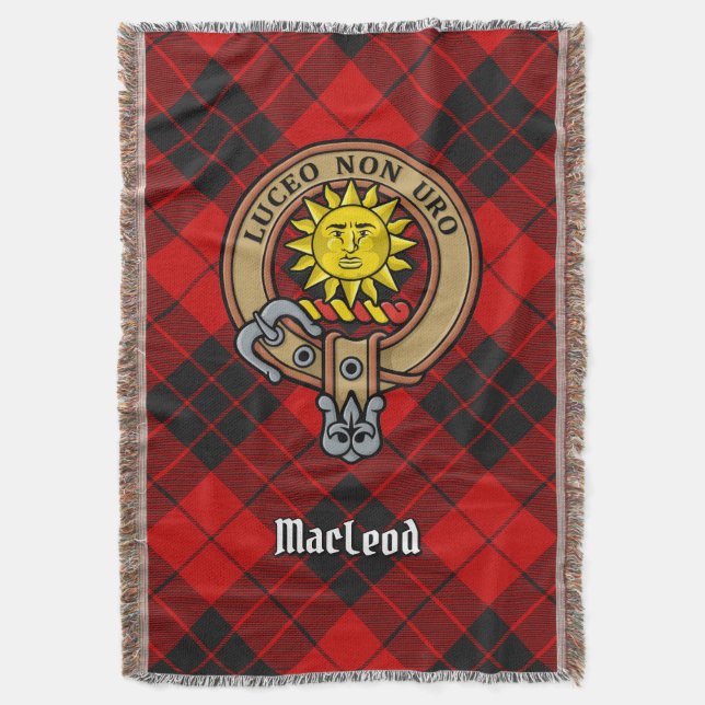 Klanen MacLeod av Raasay vapen över tartan Filt (Framsidan Vertikal)