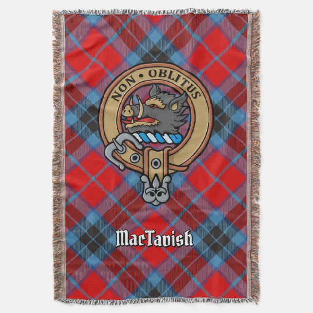 Klanen MacTavish vapensköld över tartan Filt (Framsidan Vertikal)