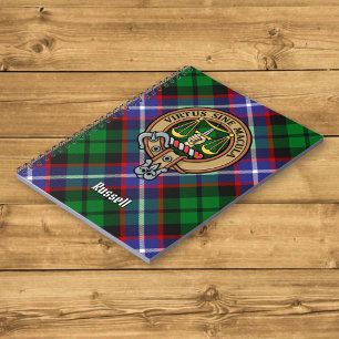 Klanen Russell Crest över Tartan Anteckningsbok