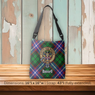 Klanen Russell Crest över Tartan Axelväska