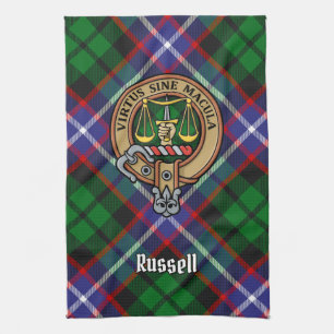 Klanen Russell Crest över Tartan Kökshandduk