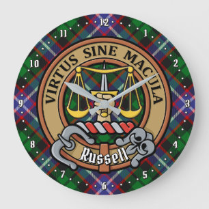Klanen Russell vapen över tartan Stor Klocka