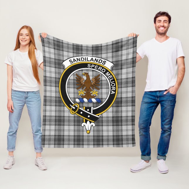Klanen Sandilands Grå Tartan Rutmönster Fleecefilt (På plats)