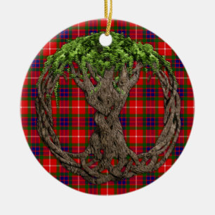 KlanFraser Tartan och Celtic livets träd Julgransprydnad Keramik