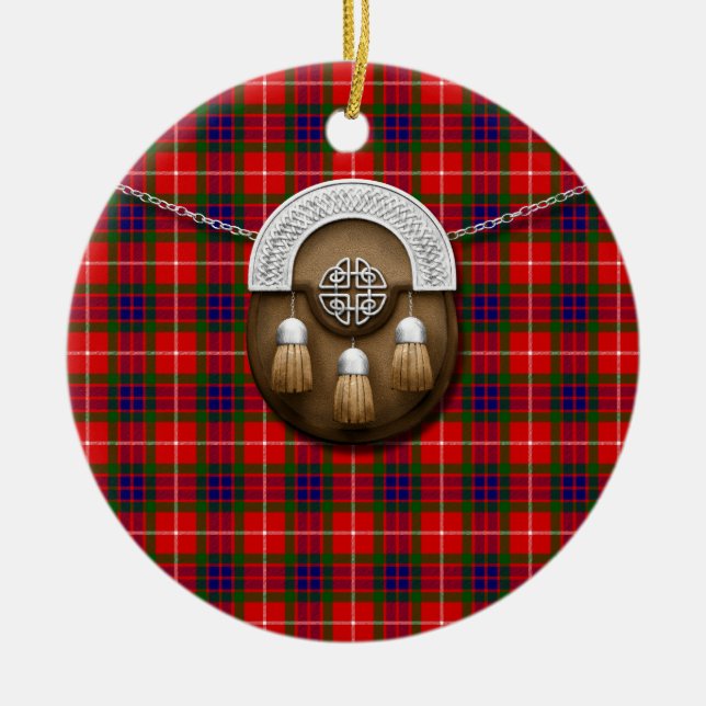 KlanFraser Tartan och Sporran Julgransprydnad Keramik (Framsidan)