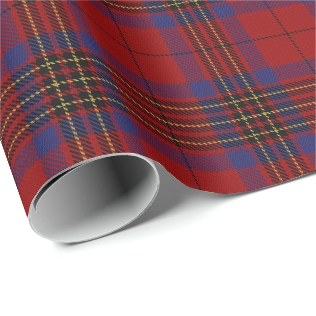 KlanLeslie skotsk röd Tartan Presentpapper (Rullad Hörn)