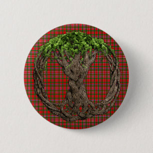KlanMacAlister Tartan och Celtic livets träd Knapp