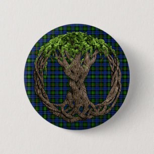 KlanMacEwan Tartan och Celtic livets träd Knapp