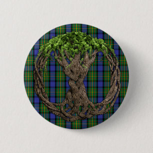 KlanMacLaren Tartan och Celtic livets träd Knapp