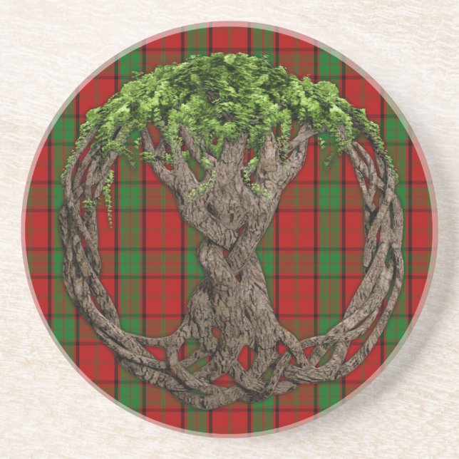 KlanMaxwellTartan och Celtic livets träd Underlägg Sandsten (Framsidan)