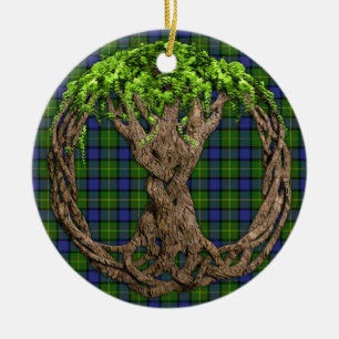 KlanMuir Tartan och Celtic livets träd Julgransprydnad Keramik