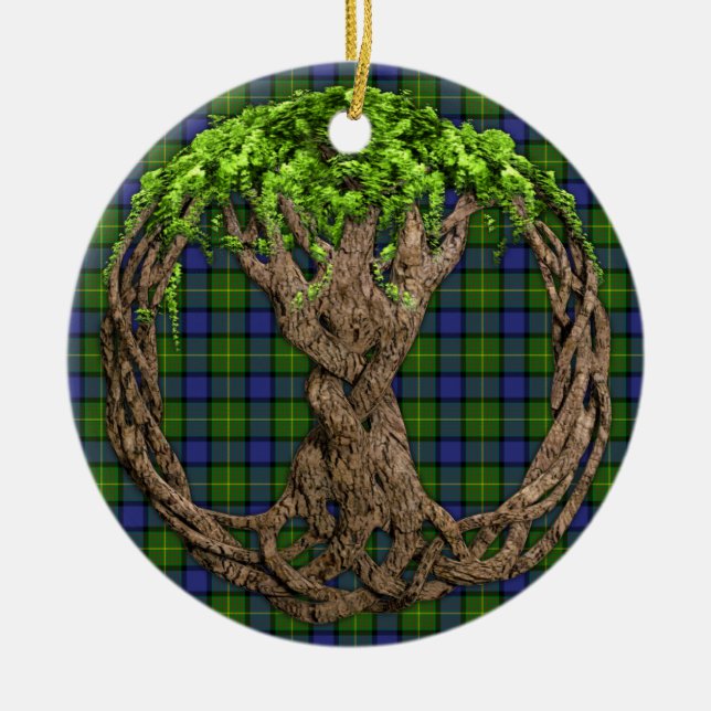 KlanMuir Tartan och Celtic livets träd Julgransprydnad Keramik (Framsidan)