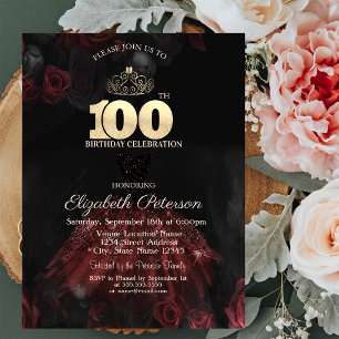 Klänning, Tiara, Röda Rosor 100-årsdag Inbjudningar