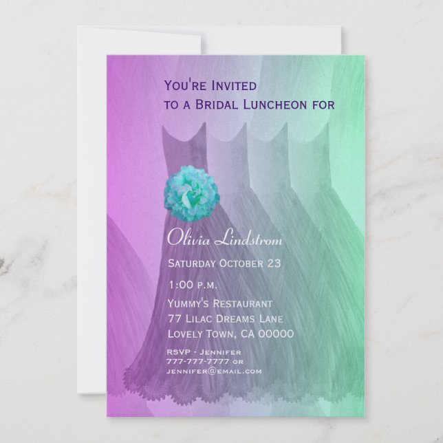 Klänningar för grönt för brudtärnaluncheon- eller inbjudningar (Framsida)