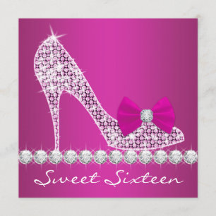Klänningar med höga klackar Hot Pink Sweet Sixteen Inbjudningar