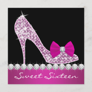 Klänningar med höga klackar Hot Pink Sweet Sixteen Inbjudningar