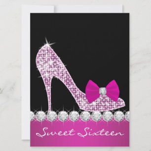 Klänningar med höga klackar Hot Pink Sweet Sixteen Inbjudningar