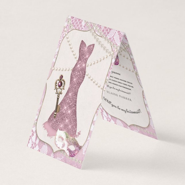 Klänningen bildar skyltdockan, magi somnyckeln visitkort (Framsida)