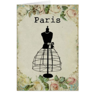Klänningen för vintageParis mode bildar Hälsningskort