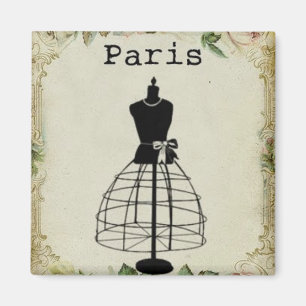 Klänningen för vintageParis mode bildar Magnet