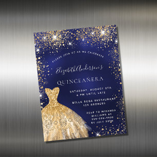 Klänningsmagnet Quinceanera Navy Blue guld