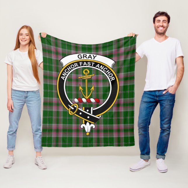 Klans Gray Jakt Tartan Rutmönster Fleecefilt (På plats)