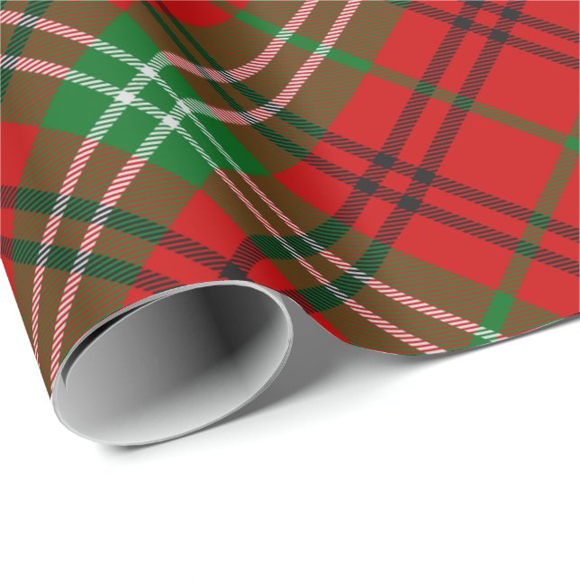 Klans Morrison röd tartan presentpapper (Rullad Hörn)