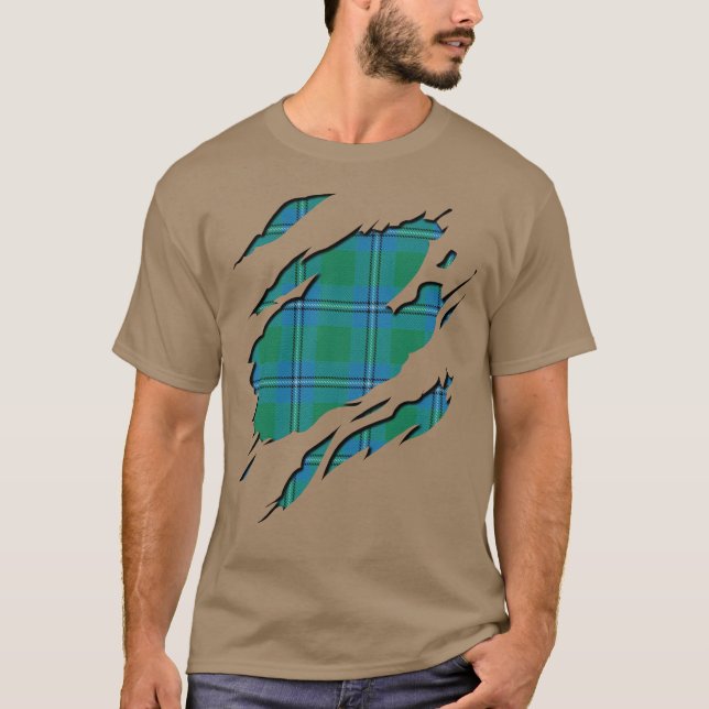 Klansläkt Irvine Irwin Tartan Rutmönster Effekter T Shirt (Framsida)
