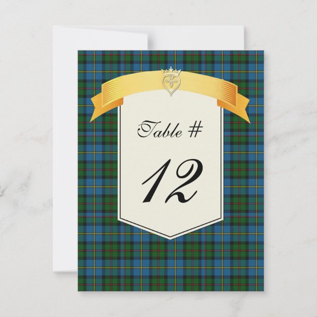 Klansläkt MacLeod Tartan Rutmönstrad Bröllops Bord Inbjudningar (Framsida)