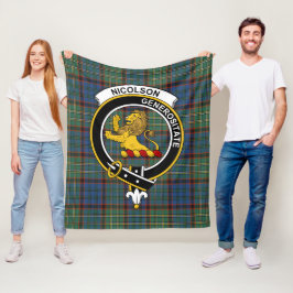 Klansläkt Nicholson Jakt Ålderdomlig Tartan Rutig Fleecefilt