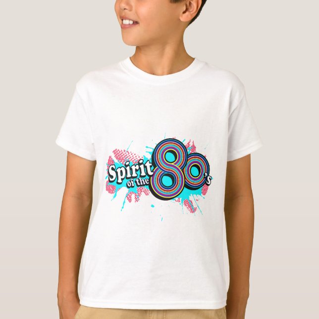 Klänt till 80-barnens vattenblått logotyp t-shirt (Framsida)