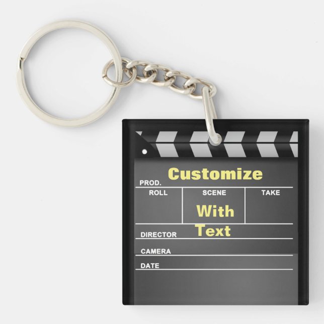 Klapperboard (dubbla-sidig), akryl-nyckelkedja (Framsidan)