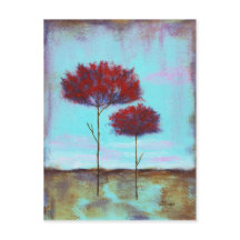 Klar, Abstrakt Art Ligcape Red Träd