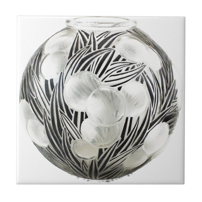 Klar art décovas med etsad svart design kakelplatta (Framsidan)