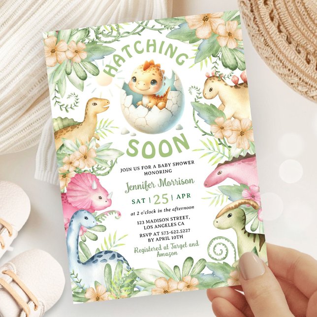 Klar att Kläckas Dinobabyshower Könsneutral Inbjudningar (Skapare uppladdad)