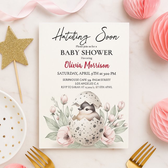Klar att Kläckas Rustik Babykyckling Bebis Shower Inbjudningar (Skapare uppladdad)