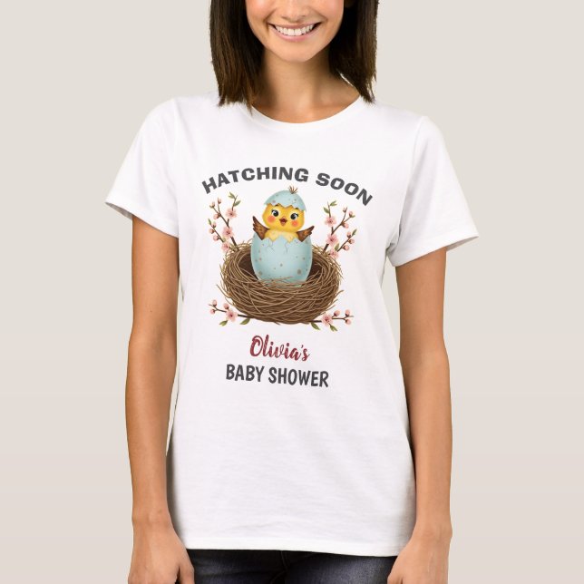 Klar att Kläckas Söt Kyckling Bebis Babyshower T Shirt (Framsida)