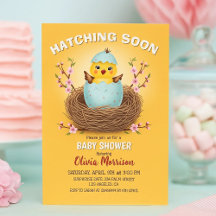 Klar att kläckas söta kyckling baby shower inbjuda