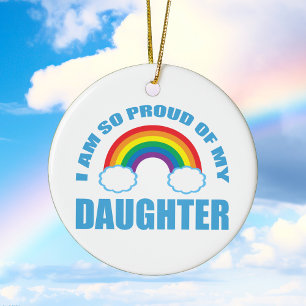 Klar av min dotter Rainbow Gay pride jul Julgransprydnad Keramik