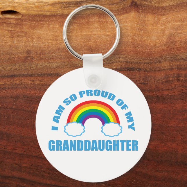Klar av min mordotter Rainbow Grandparent Nyckelring (Framsida)