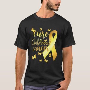 Klar barncancer med Guld-Manar-kvinnor T Shirt