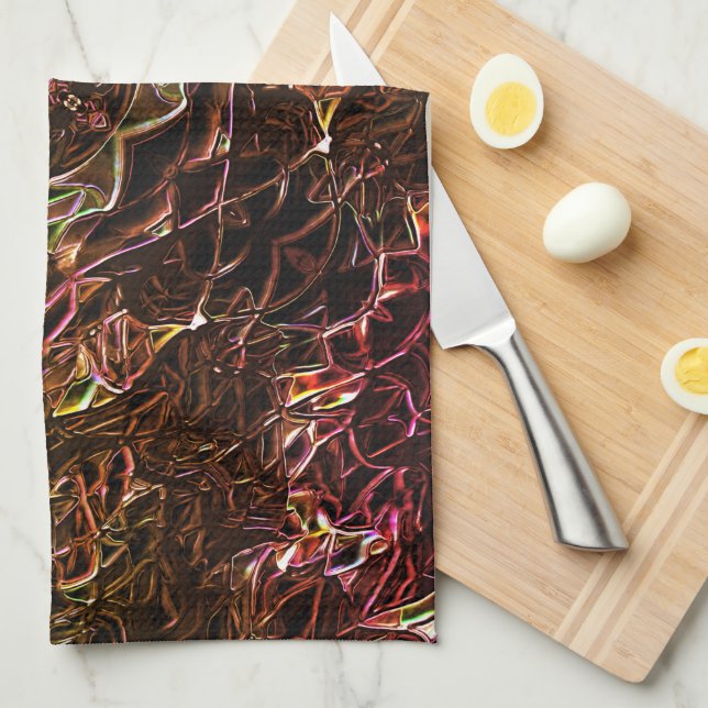 Klar brun neonspegling av stil med hasch linjer kökshandduk (Vikt i Fjärdedel)