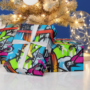 Klar färgglad graffiti gatukonst mönster presentpapper