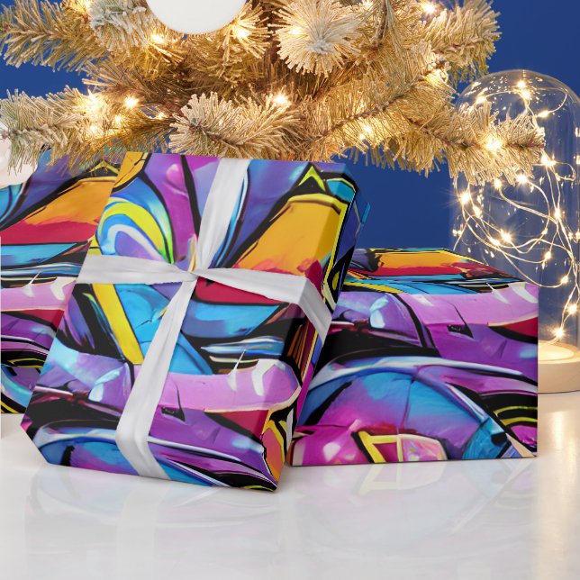 Klar färgglad graffiti gatumästarkonst mönster presentpapper (Helgdagar)
